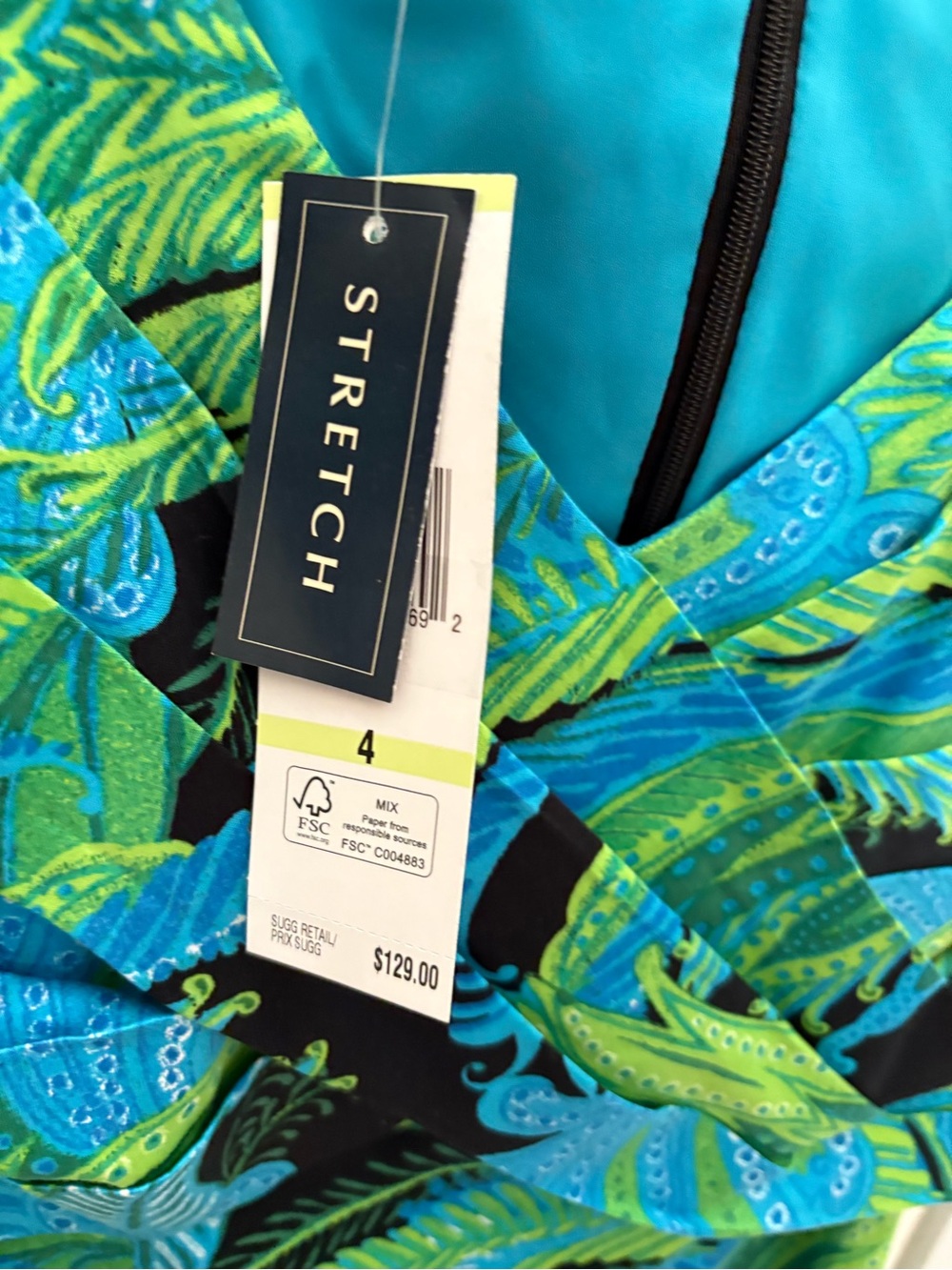 Jones New York Vibrant Tropical Sheath in Turquoise & Lime - Picture 2 of 4